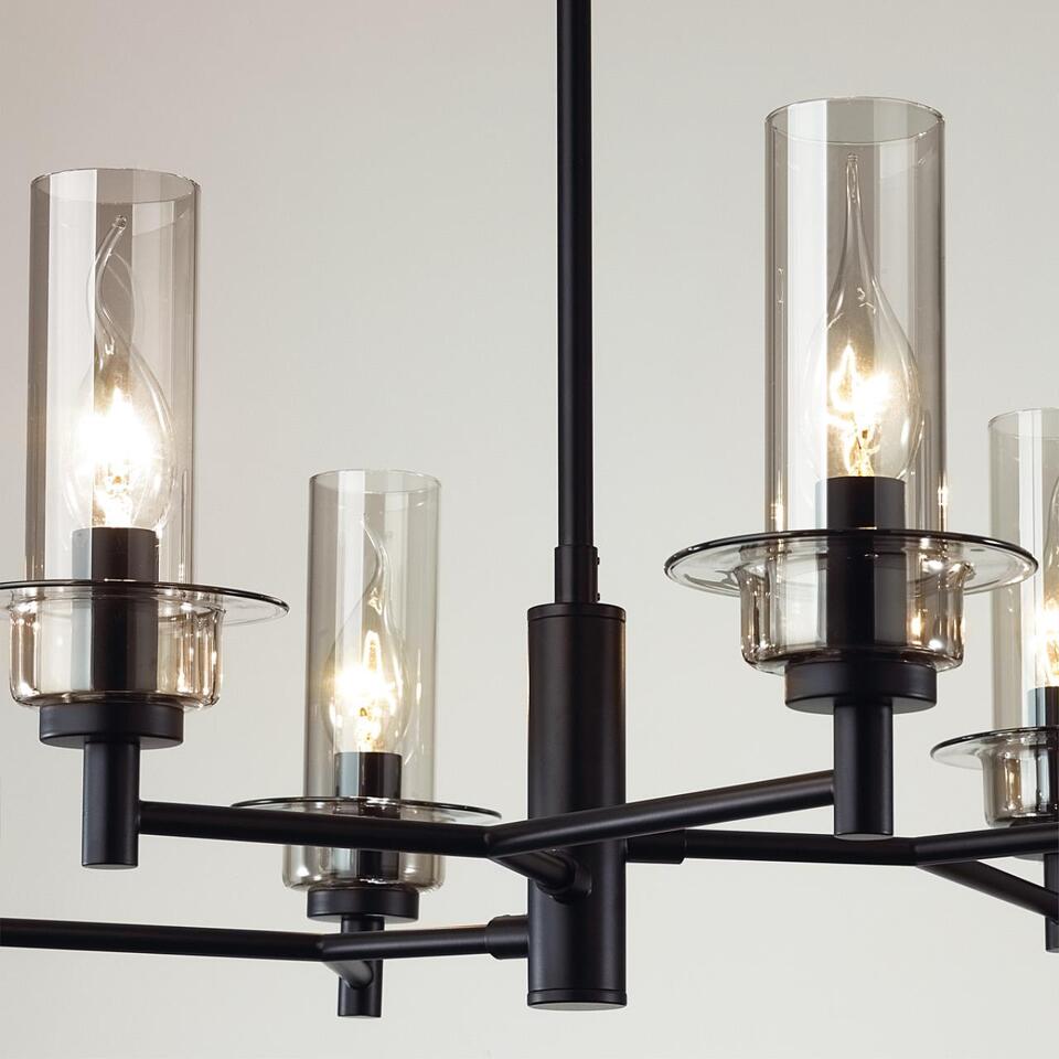 Фото №7  Люстра LUMION 6555/6C CLASSI LN26 099 черный/дымчатый/металл/стекло Люстра потолочная E14 6*40W 220V MADONNA