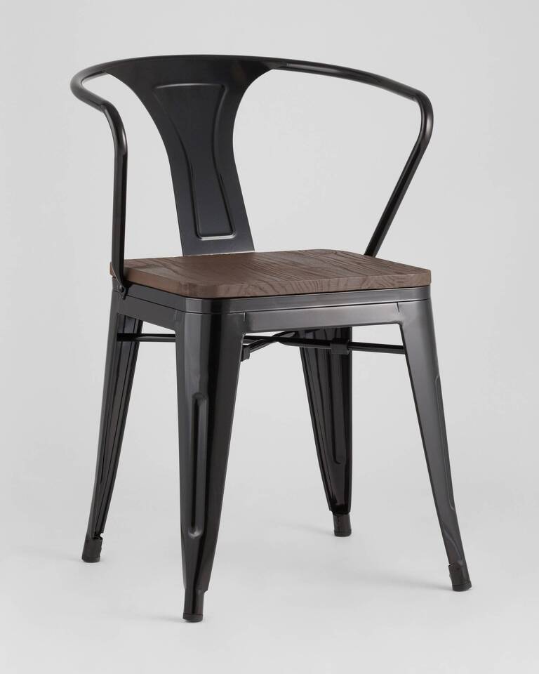 Фото №10  Стул TOLIX ARM WOOD с подлокотниками черный