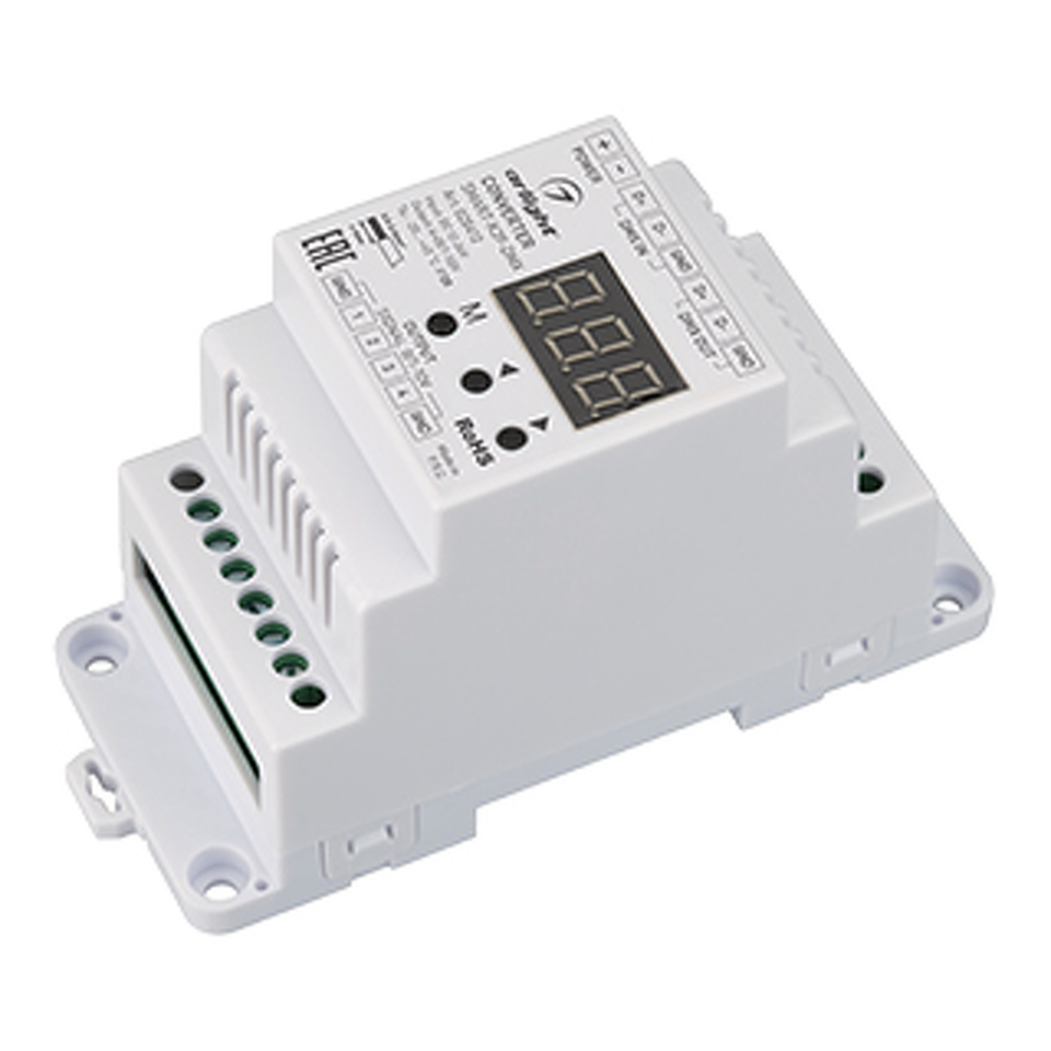 Фото №1  Arlight Конвертер SMART-K39-DMX (12-24V, 0/1-10V, DIN) ( Металл)