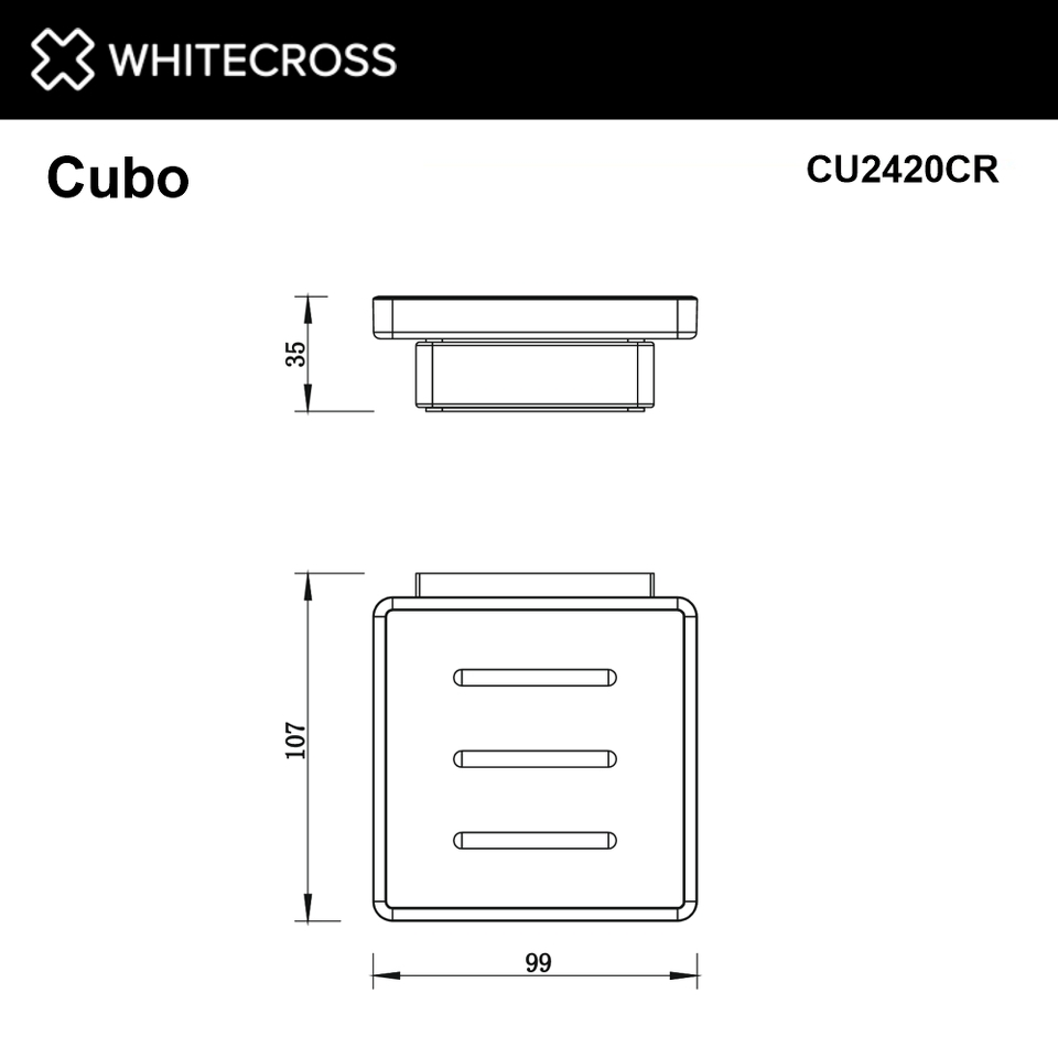 Фото №2  Мыльница подвесная WHITECROSS Cubo CU2420CR (хром)