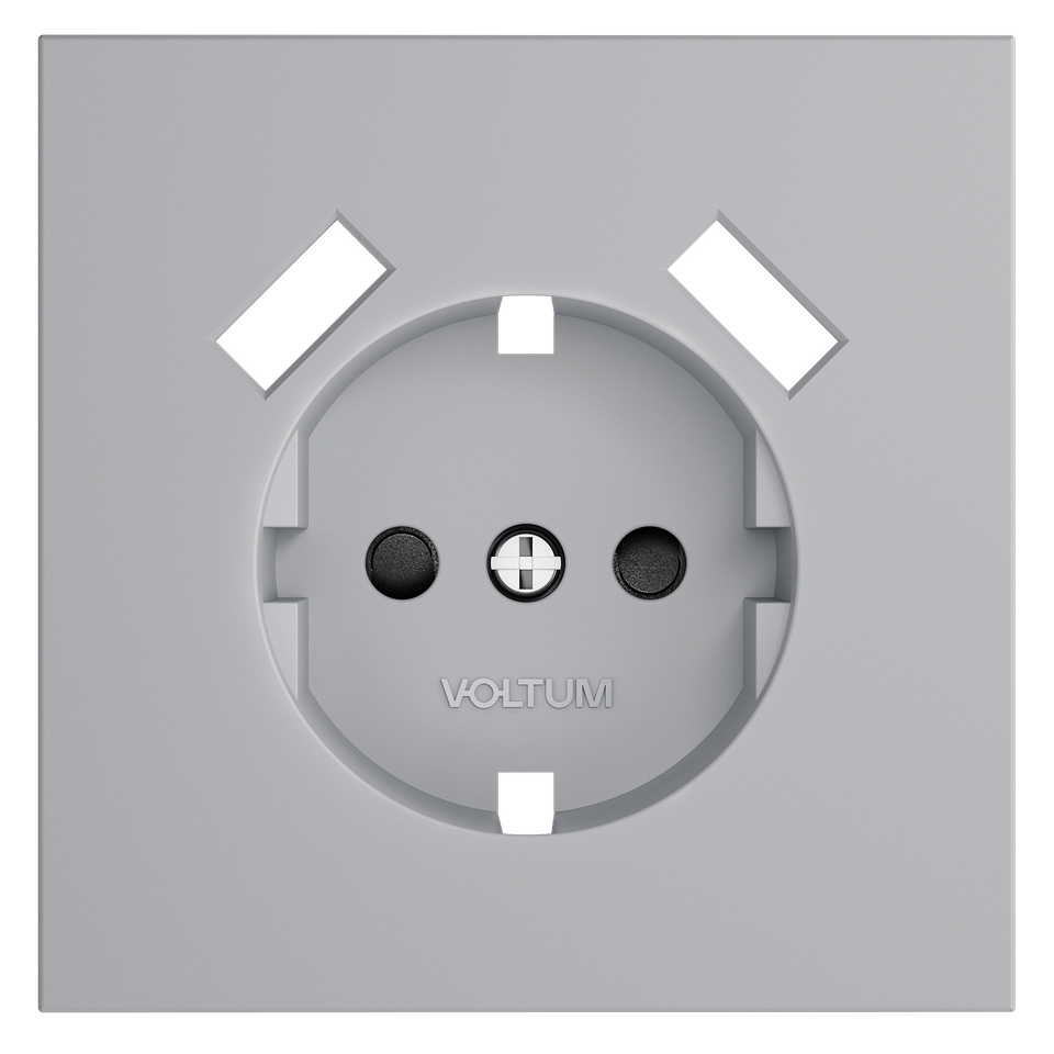 Фото №7  VOLTUM Накладка для розетки с заземлением и защитными шторками, с USB A+A, S70 (серый)