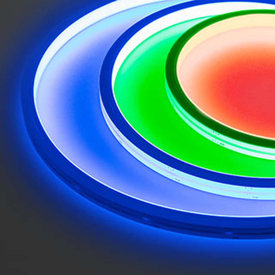 Фото №1  Arlight Лента герметичная MOONLIGHT-TOP-B84-13x12mm 24V RGB (12 W/m, IP67, 5m, wire x2) ( Вывод боковой, 3 года)