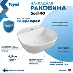 Превью фото №2  Раковина Teymi Раковина Solli 40 накладная с полочкой под смеситель, белая