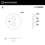 Превью фото №2  Внешняя часть смесителя на 2 потребителя WHITECROSS Y1236GM (оружейная сталь)