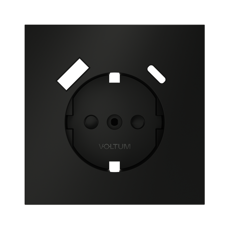 Фото №3  VOLTUM Накладка для розетки с заземлением и защитными шторками, с USB A+C, S70 (черный матовый)