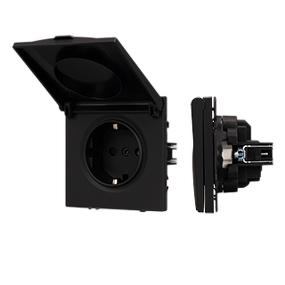 Фото Arlight Механизм розетки влагозащищённый SCT-NOBE-MCP-SFPL-BK (230V, 16A) ( Черный оникс)