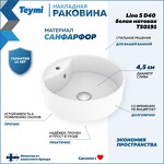 Превью фото №2  Раковина Teymi Раковина Lina S накладная D40 с полочкой под смеситель, Белая Матовая T50191