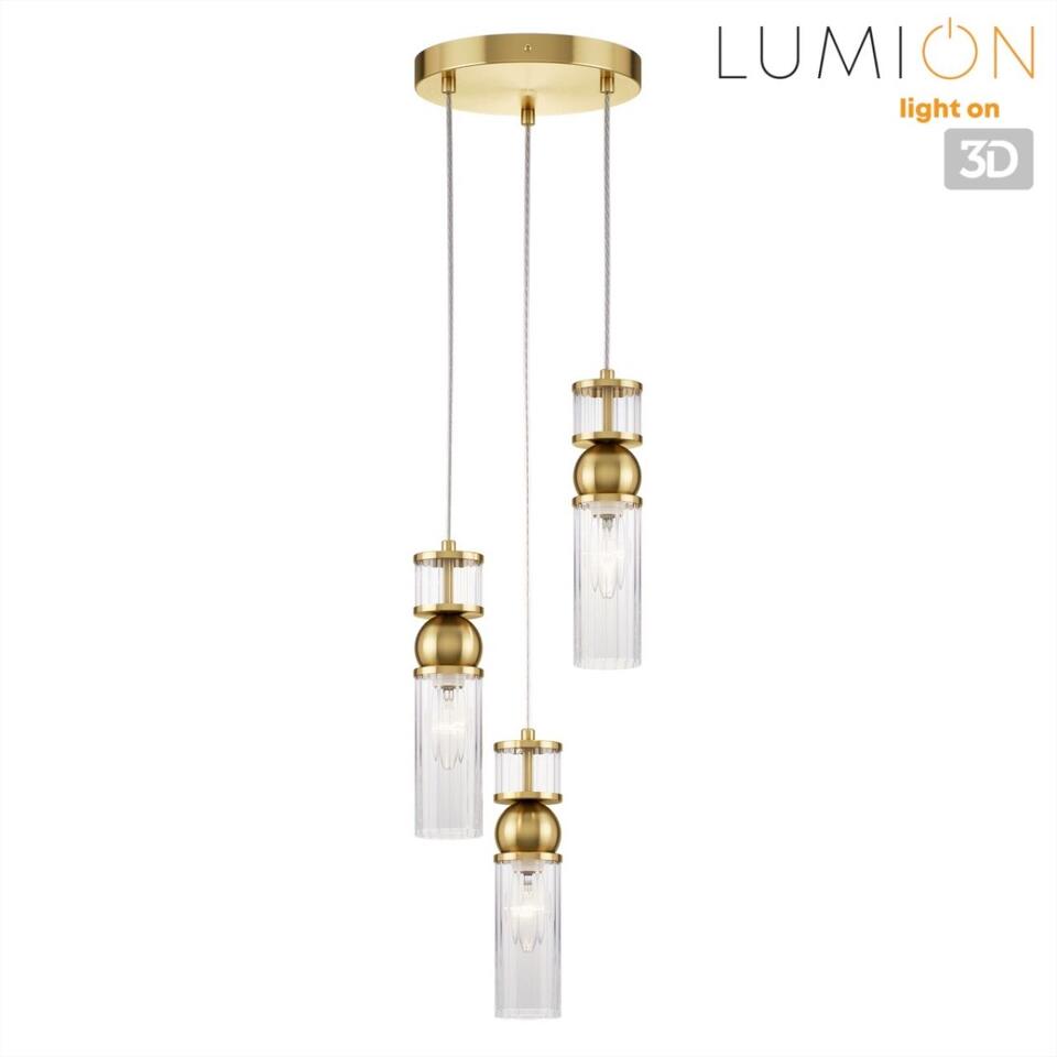 Фото №7  Подвесной светильник LUMION 8276/3A MODERNI LN26 161 латунь/прозрачный, металл/стекло Подвес Е14 3*40W 220V DENVER