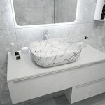 Превью фото №5  Раковина Watersense Раковина Solli 50 artceramic, накладная, Белый Мрамор T50393