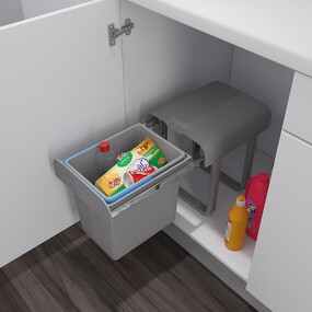 Фото Ekotech Мусорное ведро ALADIN 15 л, распашной фасад 350 мм, серый