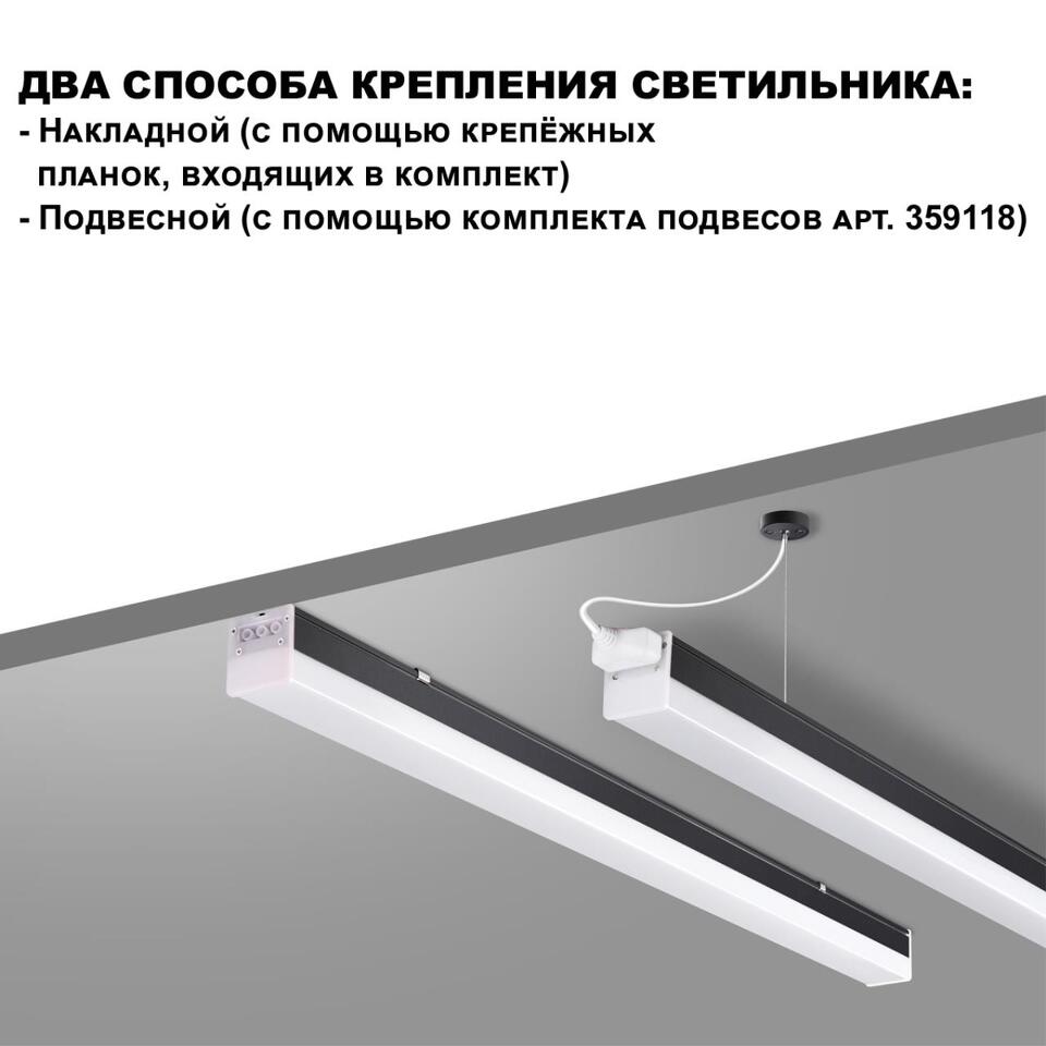 Фото №11  NOVOTECH 359828 OVER NT25 000 черный Светильник линейный, в комплекте прямой соединитель, крепёжные планки, сетевой кабель 2м IP20 LED 68W 4000К 100-265V BITS