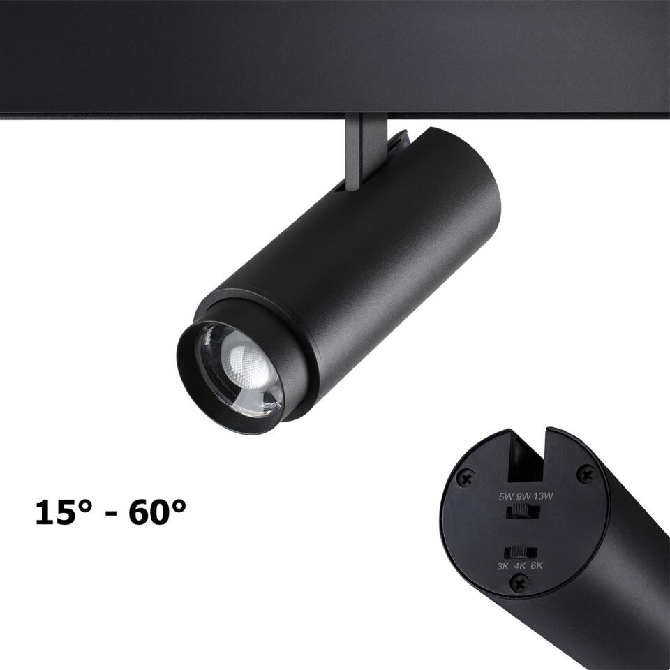 Фото №8  NOVOTECH 359207 SHINO NT23 148 черный Трековый светильник для низков. шинопровода с переключ. цветовой температуры и мощности IP20 LED 3000К\4000К\6000К 5W/9W/