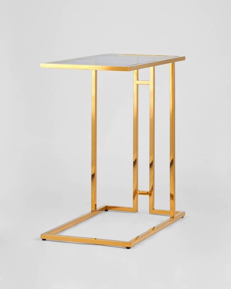 Фото №6  Журнальный столик 50*32 БОСТОН стекло smoke сталь золото