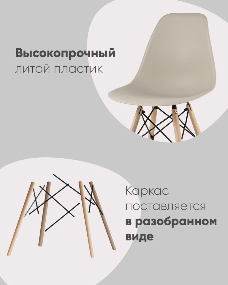 Фото №10  Стул Eames Style DSW синий x4 (разборный каркас)