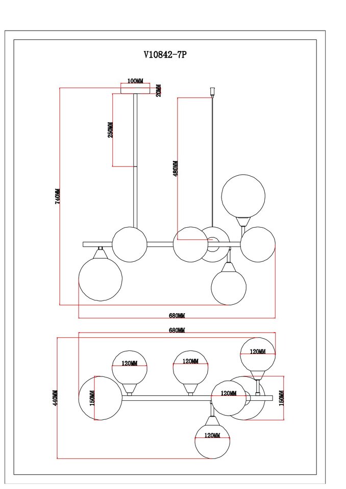 Фото №6  Подвесной светильник Светильник подвесной Moderli V10842-7P Molecule