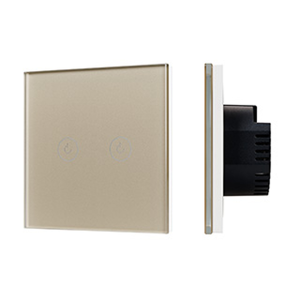 Фото №1  Arlight Выключатель сенсорный SWT-OMALI-S02-ZB-GD (250V, 10A, Zigbee) ( Стекло)