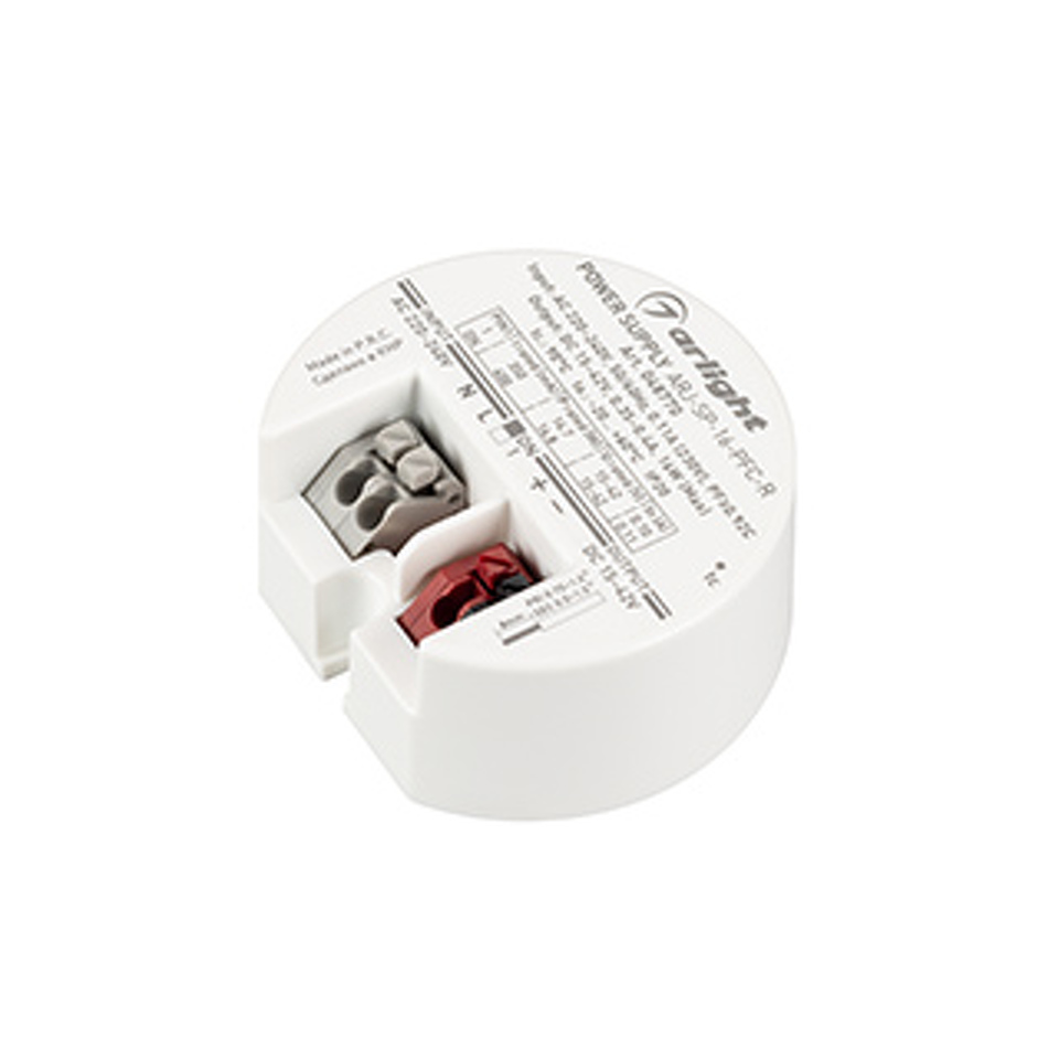 Фото №1  Arlight Блок Питания ARJ-SP-16-PFC-R (16W, 15-42V, 0.35-0.4A) ( IP20 Пластик, 5 лет)