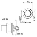 Превью фото №2  022327XX Palazzani MIDI/3-tre внешняя часть встроенного переключателя на 2 потребителя Сталь шлифованная, PVD 80