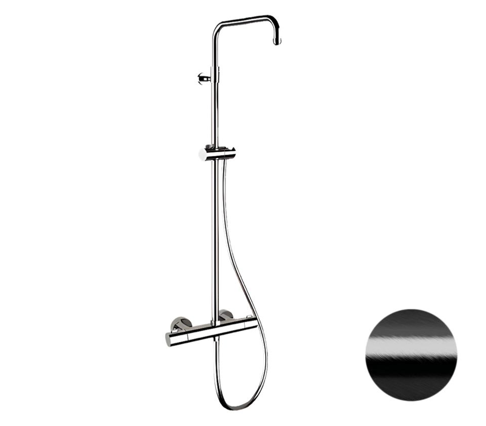 Фото №2  Душевая система термостатическая Remer Elegance EQ32ASSDCFP, черный брашированный хром