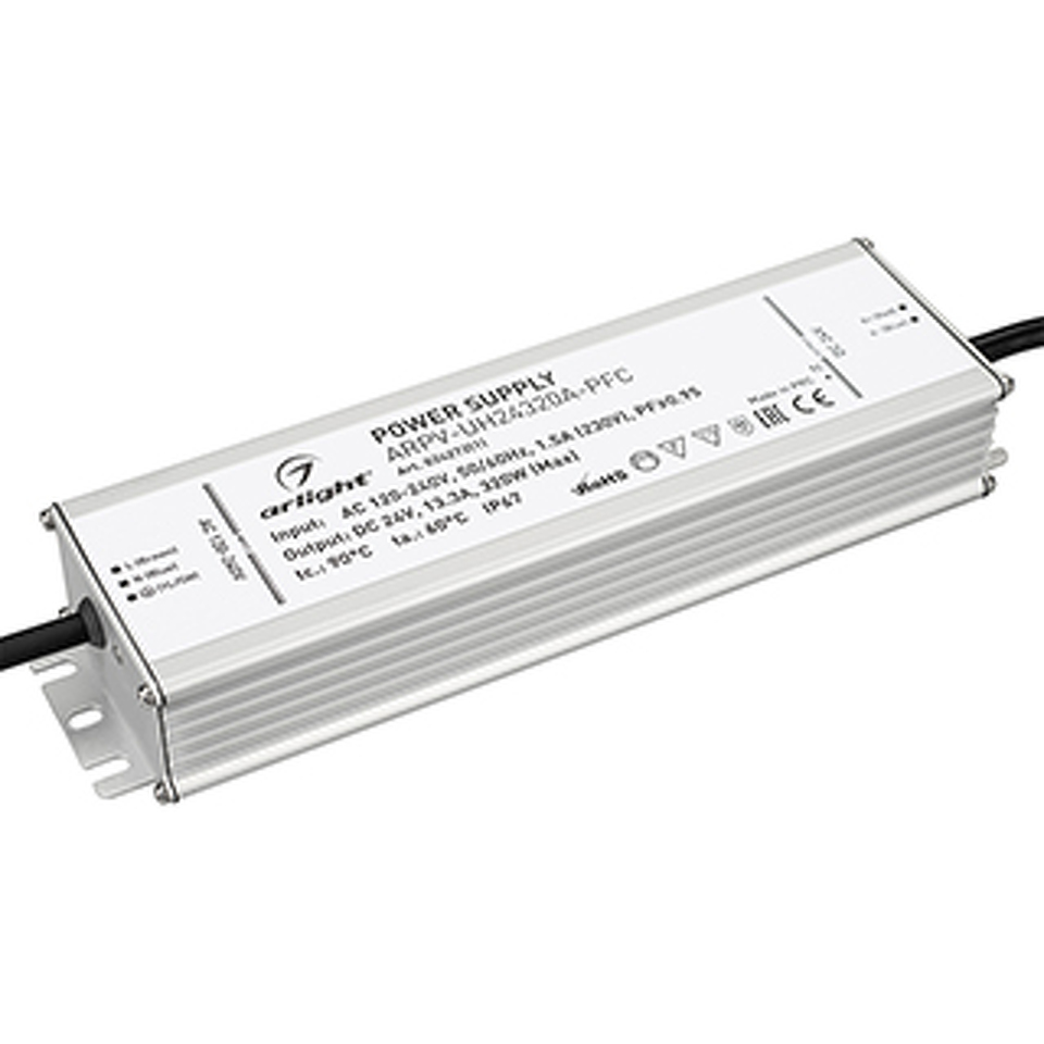 Фото №1  Arlight Блок питания ARPV-UH24320A-PFC (24V, 13.3A, 320W) ( IP67 Металл, 7 лет)