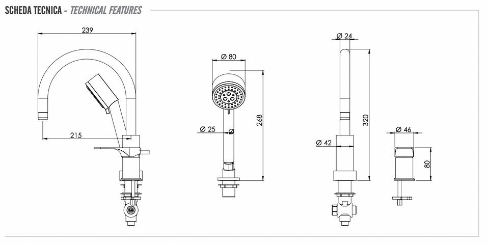Фото №2  Смеситель для ванны Remer Class Line L07