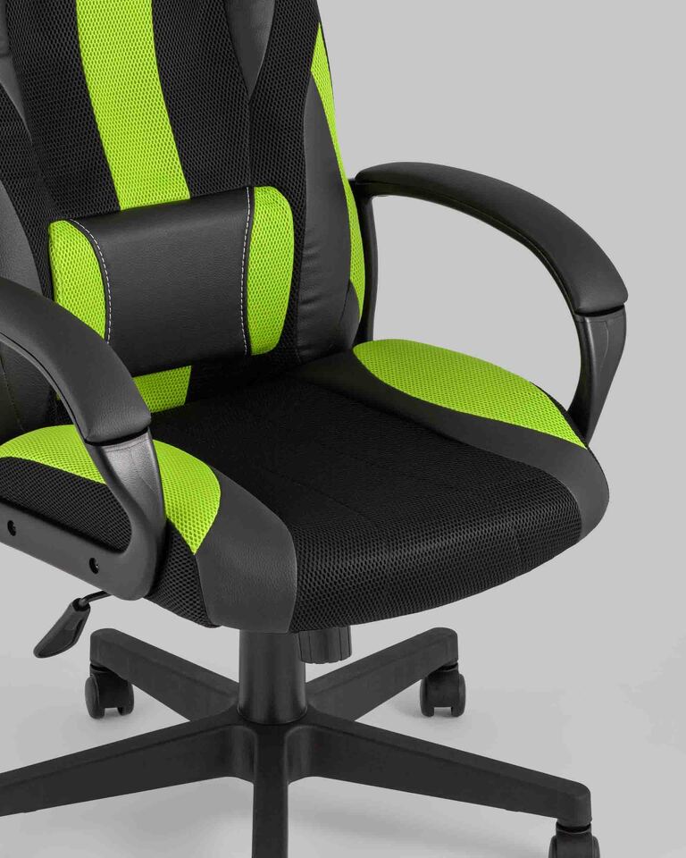 Фото №10  Кресло Кресло игровое TopChairs ST-CYBER 9 черный/зеленый