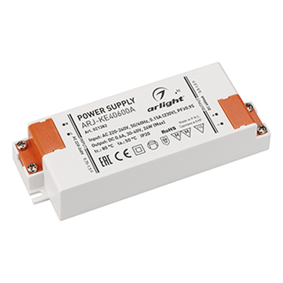 Фото №1  Arlight Блок питания ARJ-KE40600A (24W, 600mA, PFC) ( IP20 Пластик, 5 лет)
