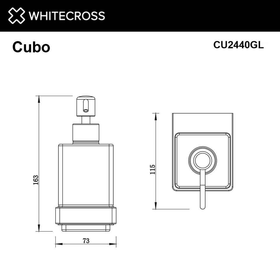 Фото №2  Дозатор для жидкого мыла подвесной WHITECROSS Cubo CU2440GL (золото)