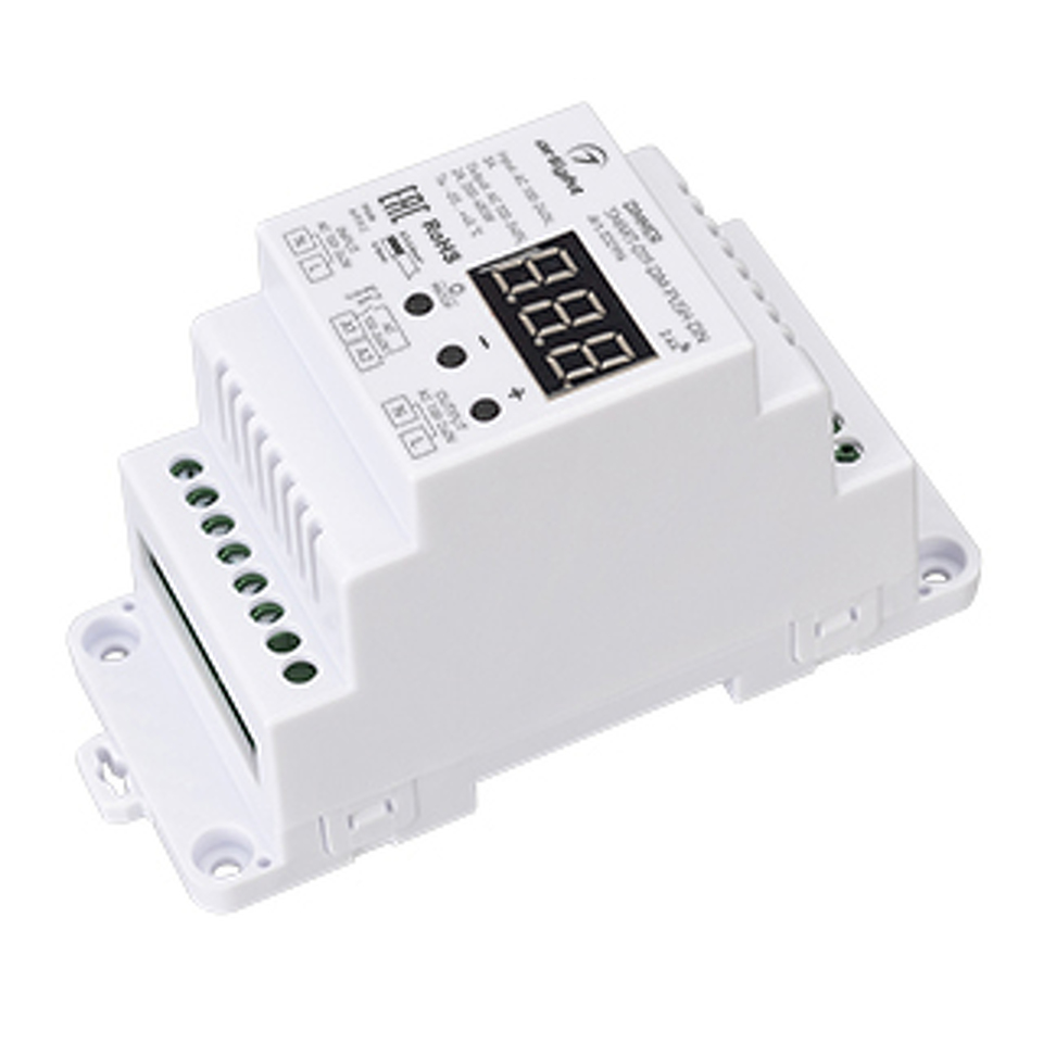 Фото №1  Arlight Диммер SMART-D19-DIM-PUSH-DIN (230V, 2A, TRIAC, 2.4G) ( IP20 Пластик, 5 лет)