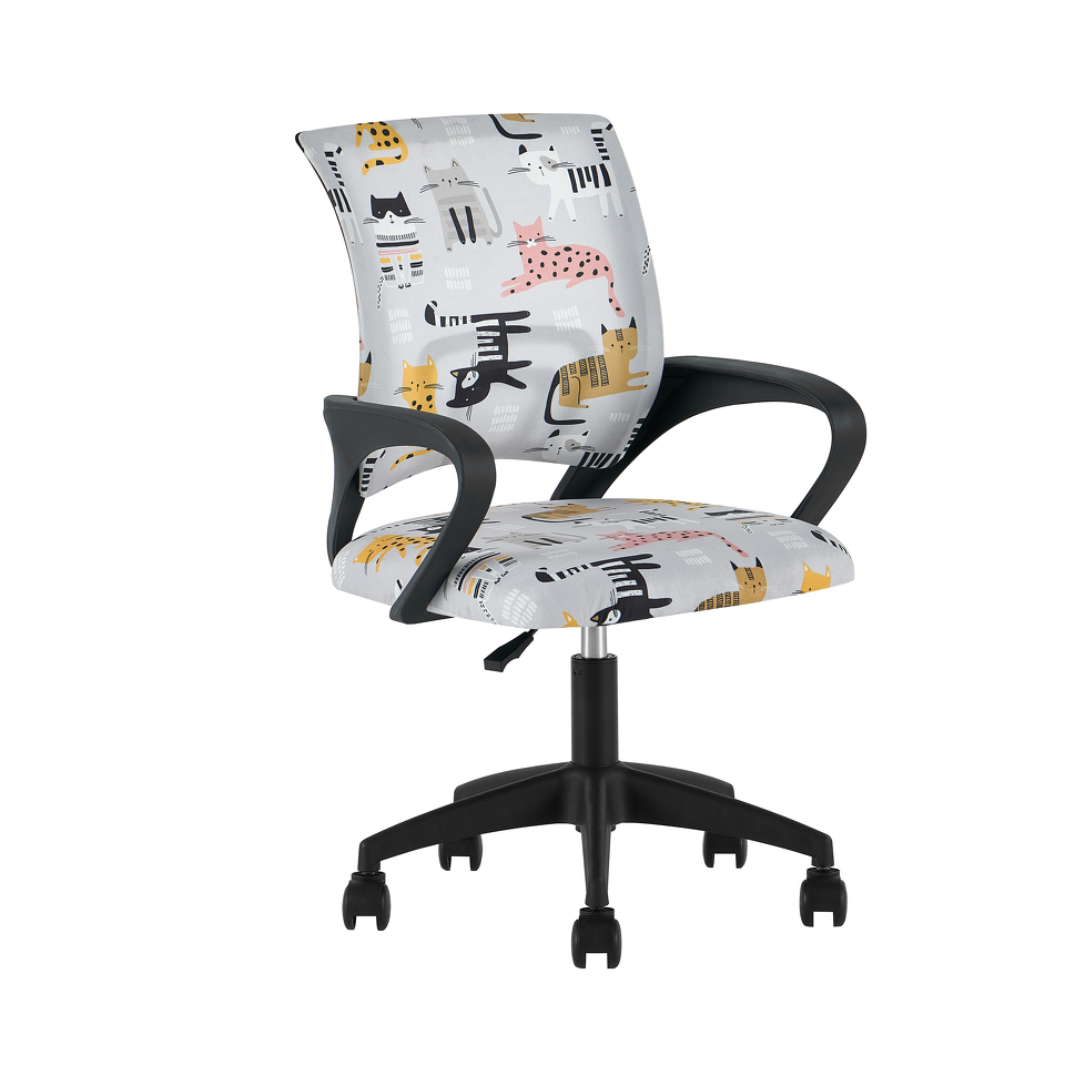 Фото №4  Кресло офисное TopChairs Simple SN Junior принт Blue Cats пластик черный