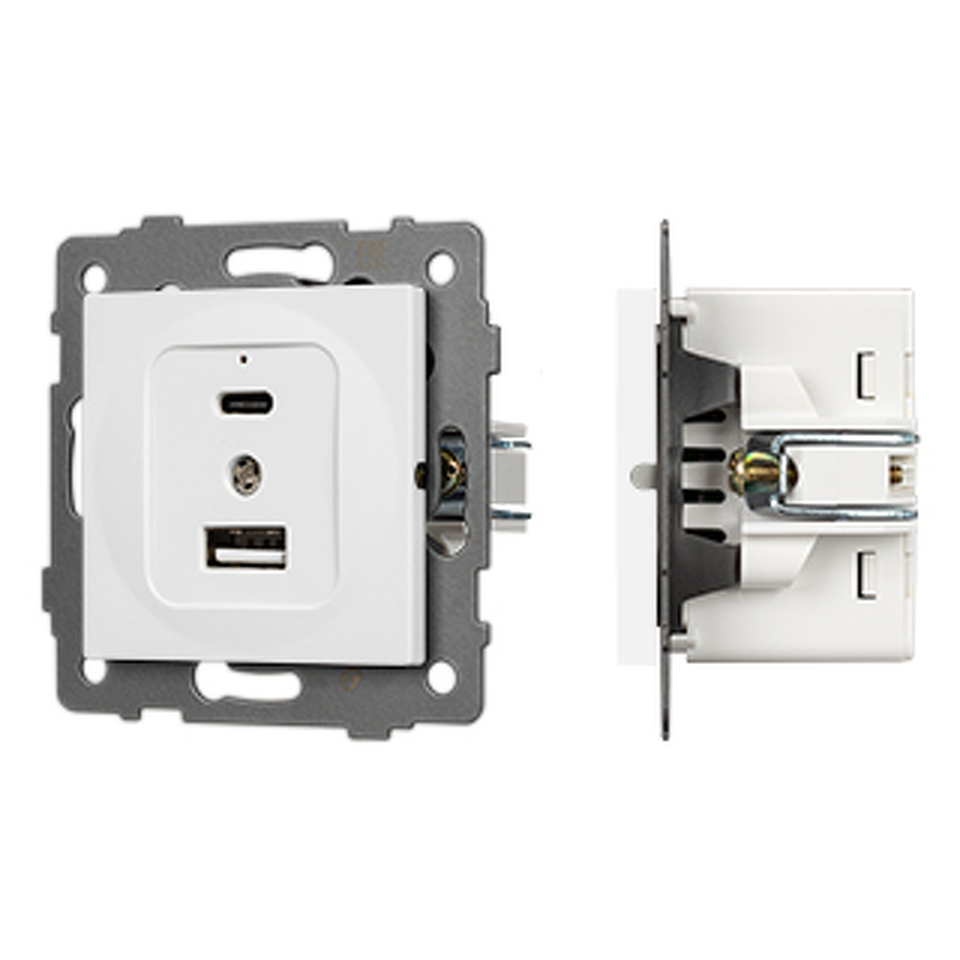 Фото №1  Розетка Arlight Механизм USB розетки SCT-MUAC-PL-WH-V (5V, 3A, QC4) ( -)
