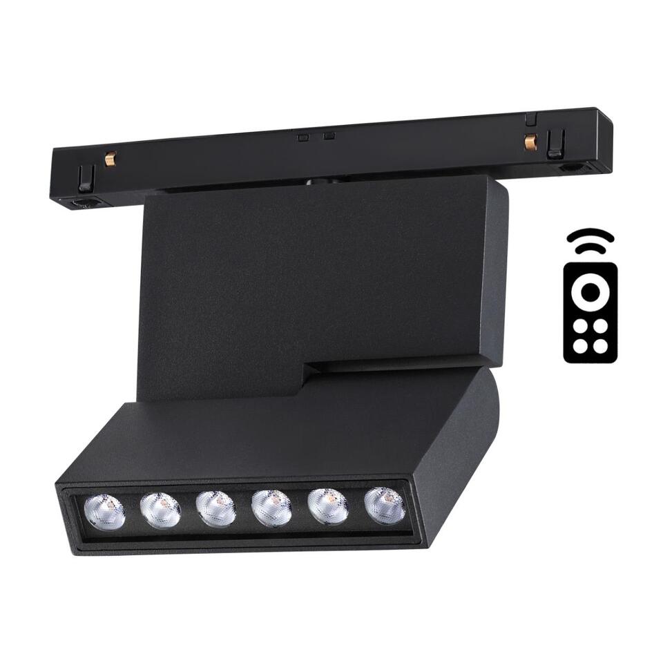 Фото №5  NOVOTECH 358628 SHINO NT21 065 черный Трековый низковольтный св-к диммируемый с ДУ, со сменой цв.температуры IP20 LED 3000~6500К 12W 48V FLUM