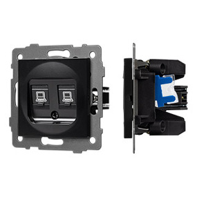 Фото Arlight Механизм компьютерной розетки двойной SCT-MPC2-PL-BK-V (RJ-45, CAT6) ( -)