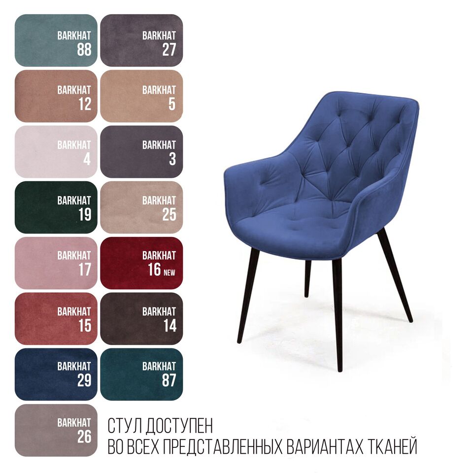 Фото №10  Top concept Стул Арчи, бархат синий 29, опора конус