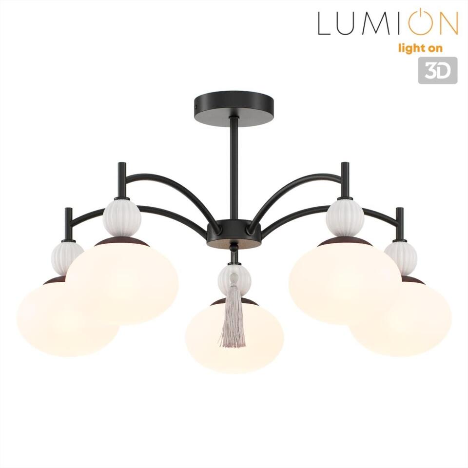 Фото №8  Люстра LUMION 8273/5C NEOCLASSI LN26 041 черный, серый/белый металл, керамика/стекло Люстра потолочная Е14 5*40W 220V GLORIYA