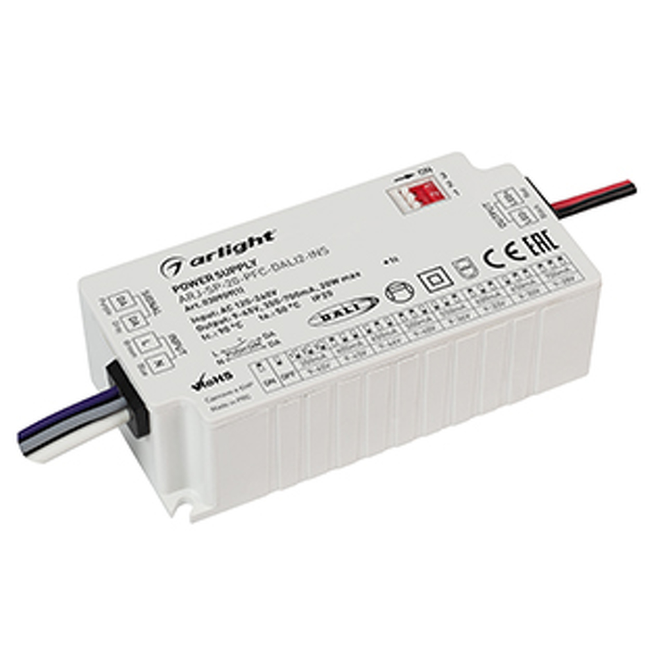Фото №1  Arlight Блок питания ARJ-SP-20-PFC-DALI2-INS (20W, 9-45V, 0.35-0.7A) ( IP20 Пластик, 5 лет)