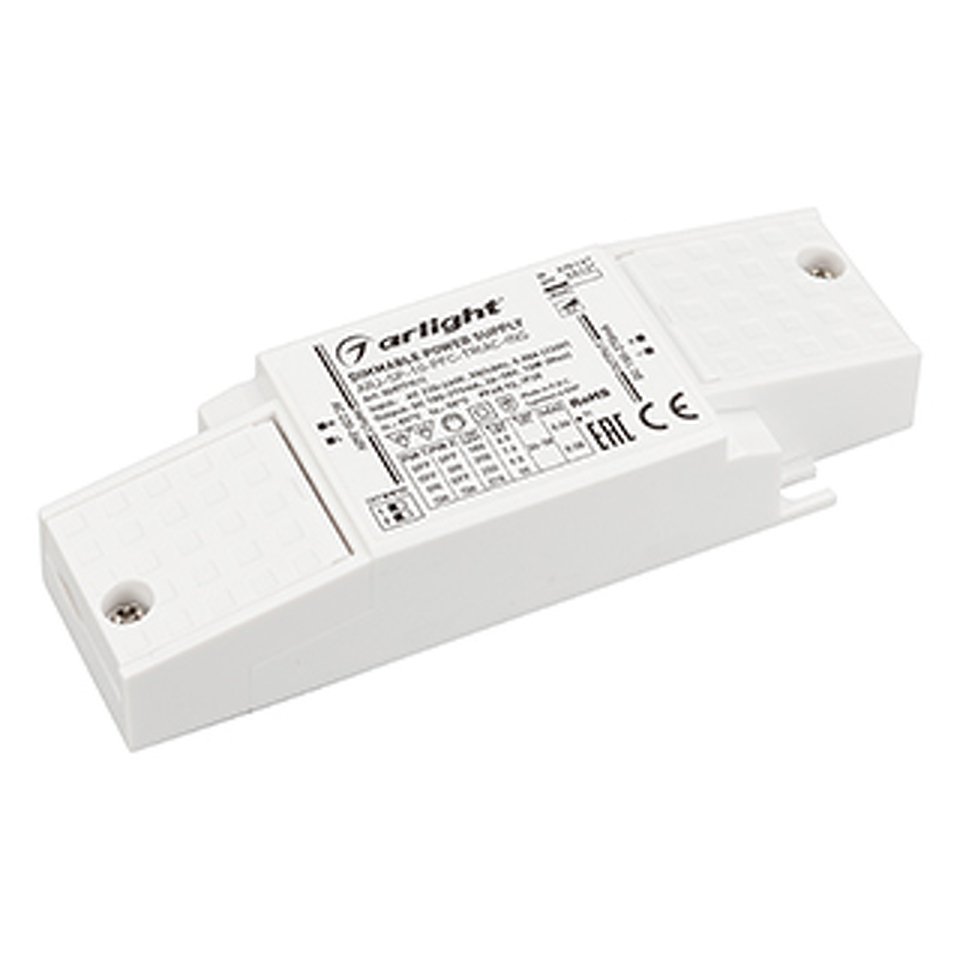 Фото №1  Arlight Блок питания ARJ-SP-10-PFC-TRIAC-INS (10W, 26-38V, 0.18-0.27A) ( IP20 Пластик, 5 лет)