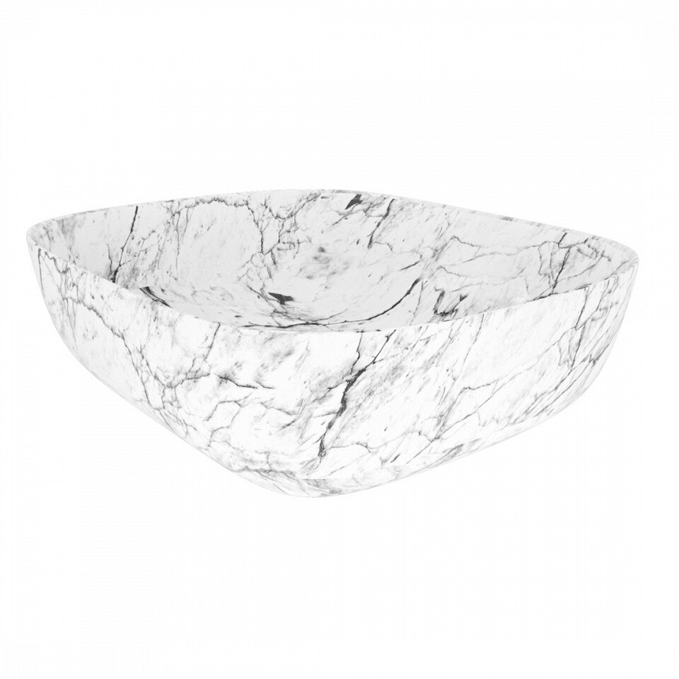 Фото №13  Раковина Watersense Раковина Solli 50 artceramic, накладная, Белый Мрамор T50393