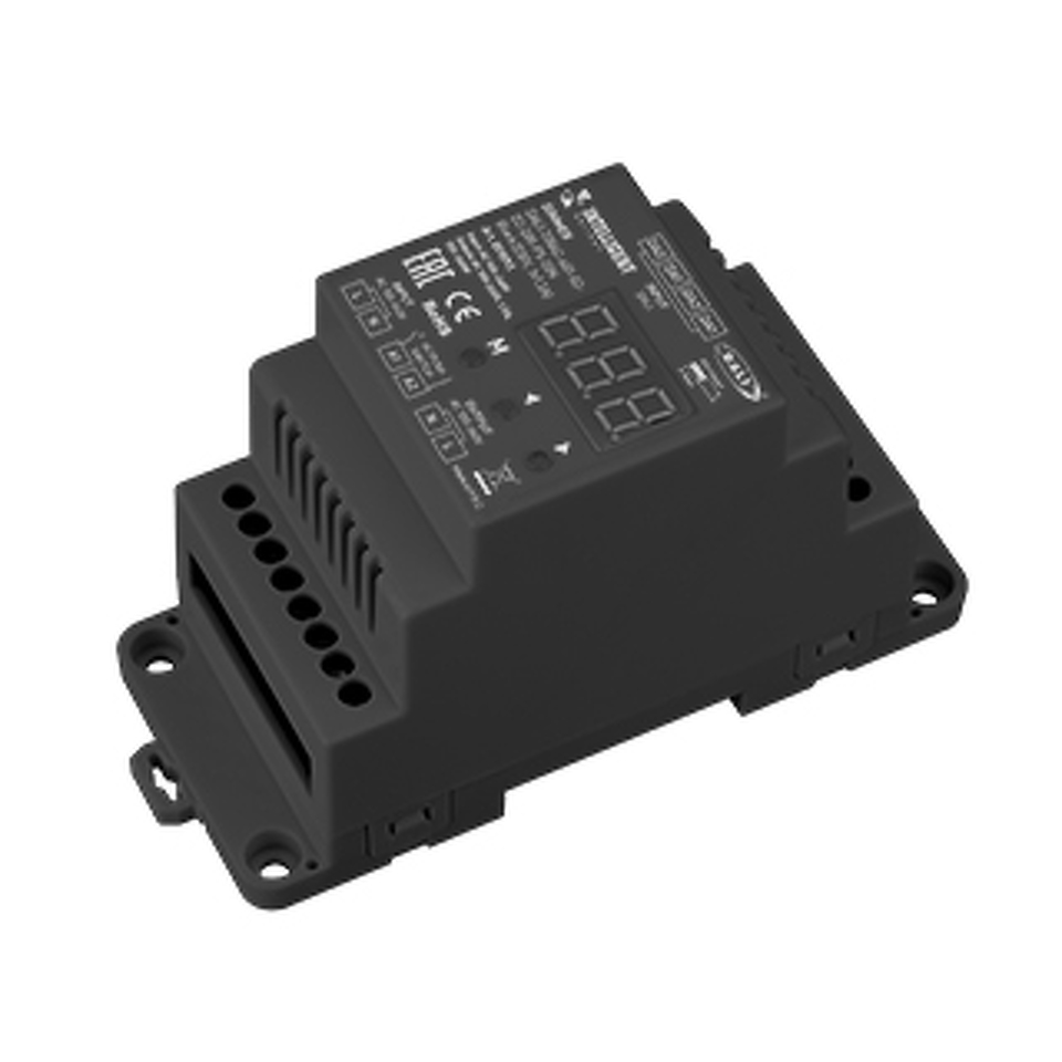 Фото №1  IARL INTELLIGENT ARLIGHT Диммер DALI-TRIAC-601-82-D2-DRI-PS-DIN Black (230V, 1x1.5A) ( IP20 Пластик, 5 лет)