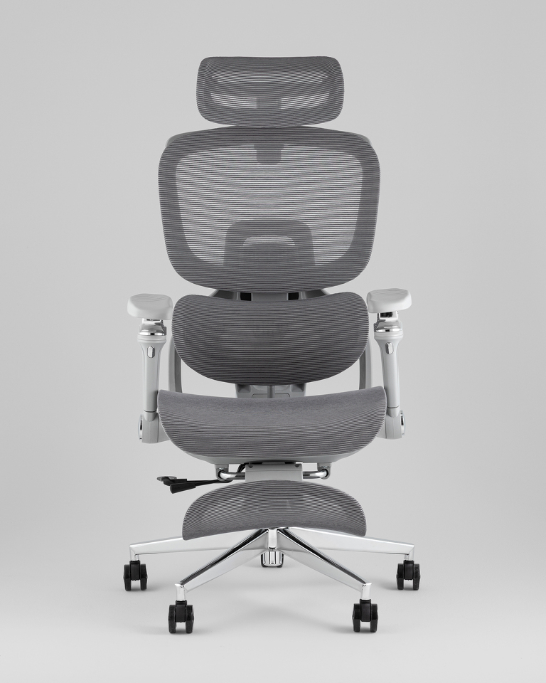 Фото №9  Кресло офисное TopChairs Prodigy с оттоманкой серый