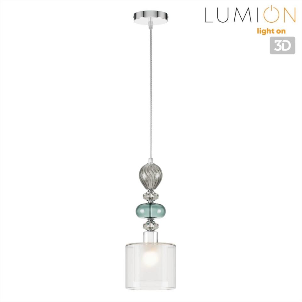 Фото №7  Подвесной светильник LUMION 8292/1A MODERNI LN26 367 хром/белый/прозрачный, металл/стекло/хрусталь Подвес E27 1*60W 220V GANNA