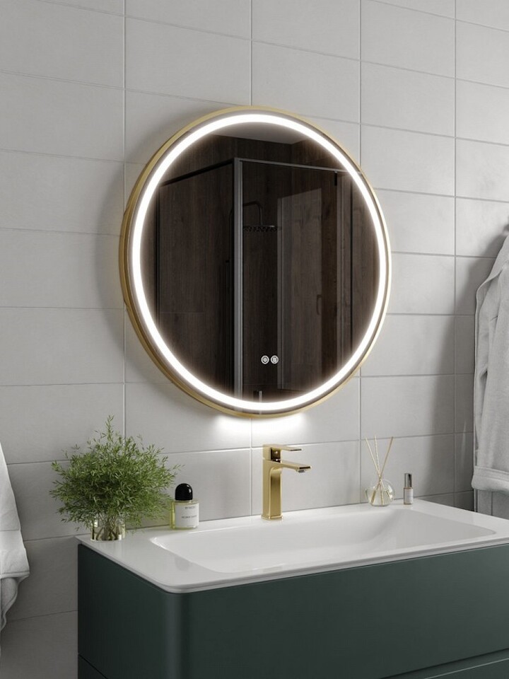 Фото №32  Watersense Зеркало Lina Supernova Gold D80, LED подсветка, сенсор, антипар T20123
