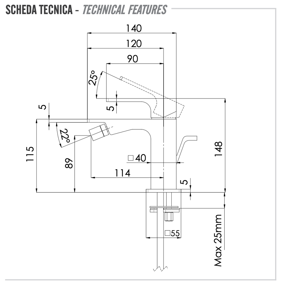 Фото №2  Смеситель для биде Remer Absolute AU20BG, золото брашированное