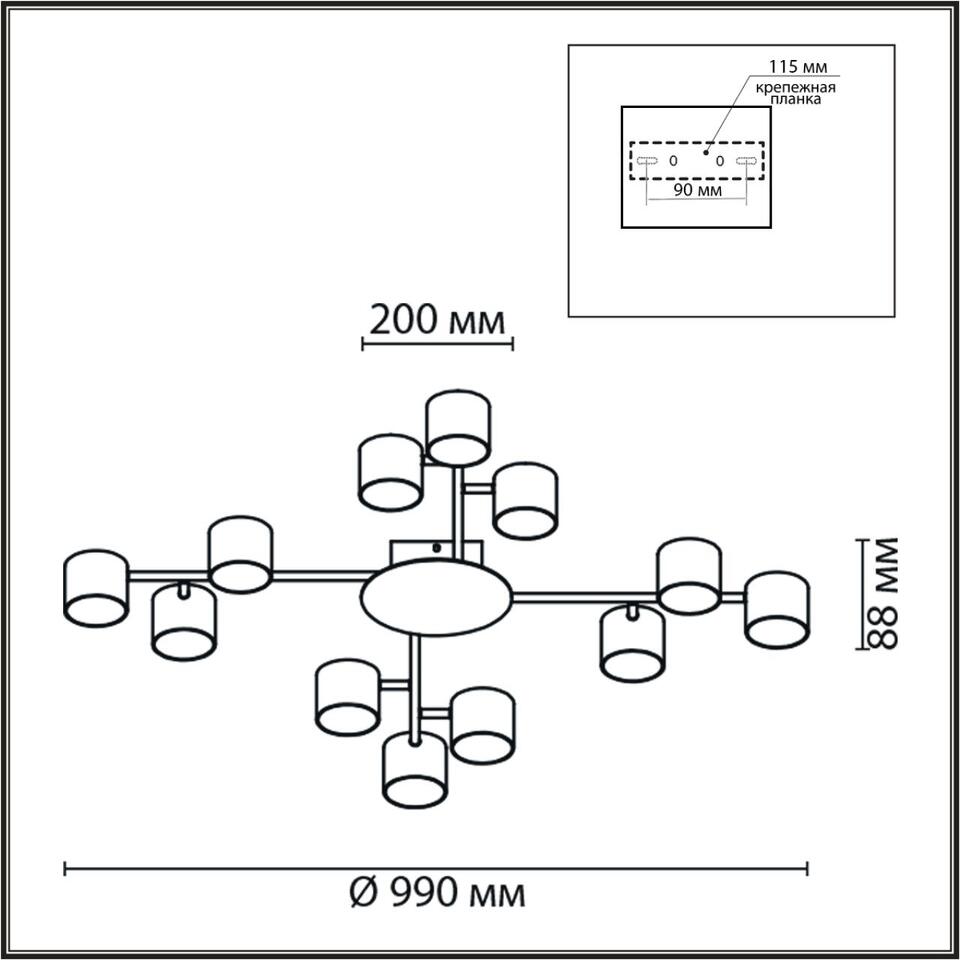 Фото №9  Люстра LUMION 8235/12C COMFI LN26 242 белый, металл Люстра потолочная LED GX53 12*12W 220V GARETA