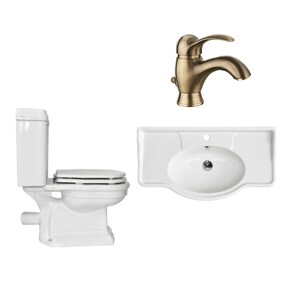 Фото IF177 Althea Унитаз напольный с бачком, крышкой и сиденьем + раковина на ножках + смеситель  Белый глянец