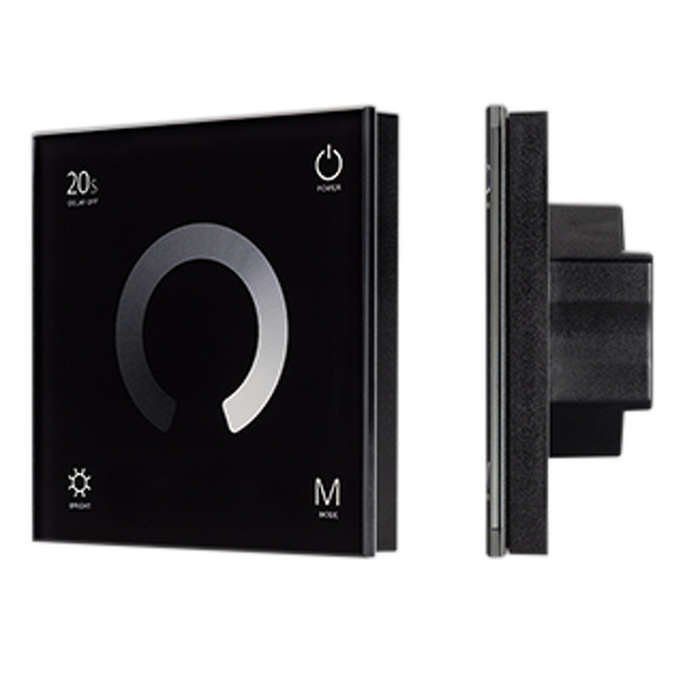 Фото №1  Arlight Панель SMART-P4-DIM-G-IN Black (12-24V, 4x3A, Sens, 2.4G) ( IP20 Пластик, 5 лет)