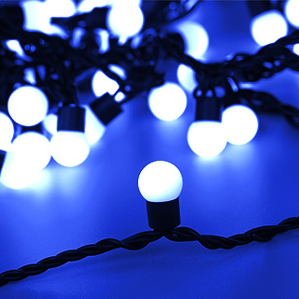 Фото №1  Ardecoled Светодиодная гирлянда ARD-BALL-CLASSIC-D17.5-20000-BLACK-200LED BLUE (230V, 14W) ( IP65)