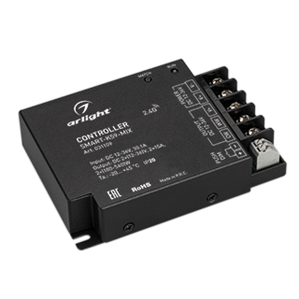 Фото №1  Arlight Контроллер SMART-K59-MIX (12-36V, 2x15A, 2.4G) ( IP20 Металл, 5 лет)