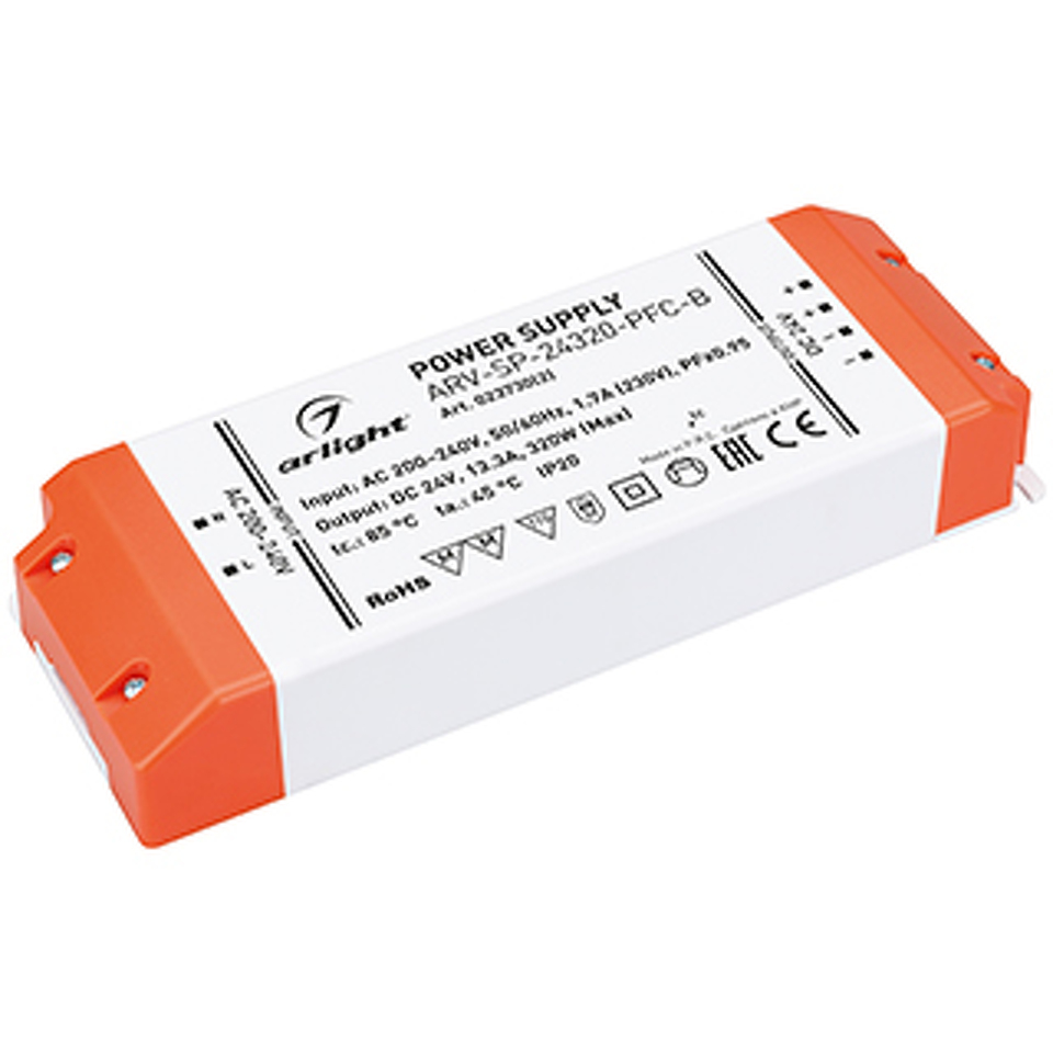 Фото №1  Arlight Блок питания ARV-SP-24320-PFC-B (24V, 13.3A, 320W) ( IP20 Пластик, 5 лет)