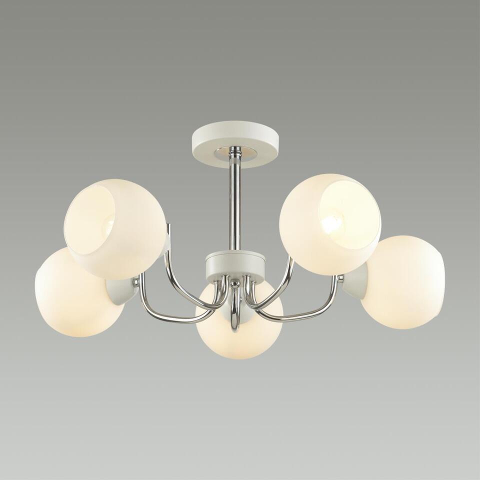 Фото №3  Люстра LUMION 5641/5C COMFI LN23  белый, хром Люстра потолочная E27 5*60W 220V BLISS